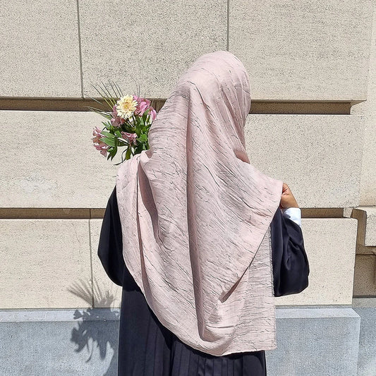 HIJAB EFFET FROISSÉ ROSE PÂLE