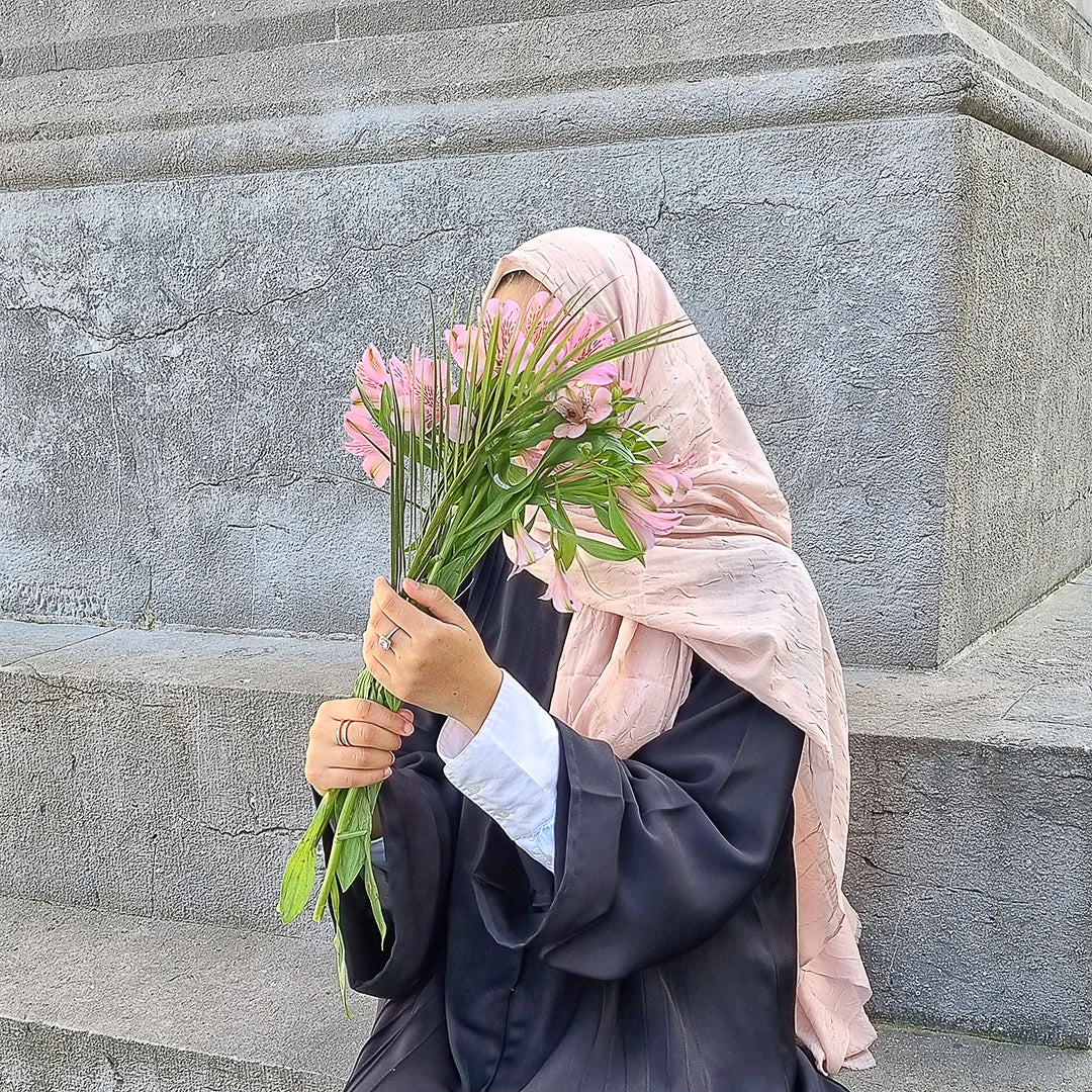 HIJAB EFFET FROISSÉ ROSE PÂLE