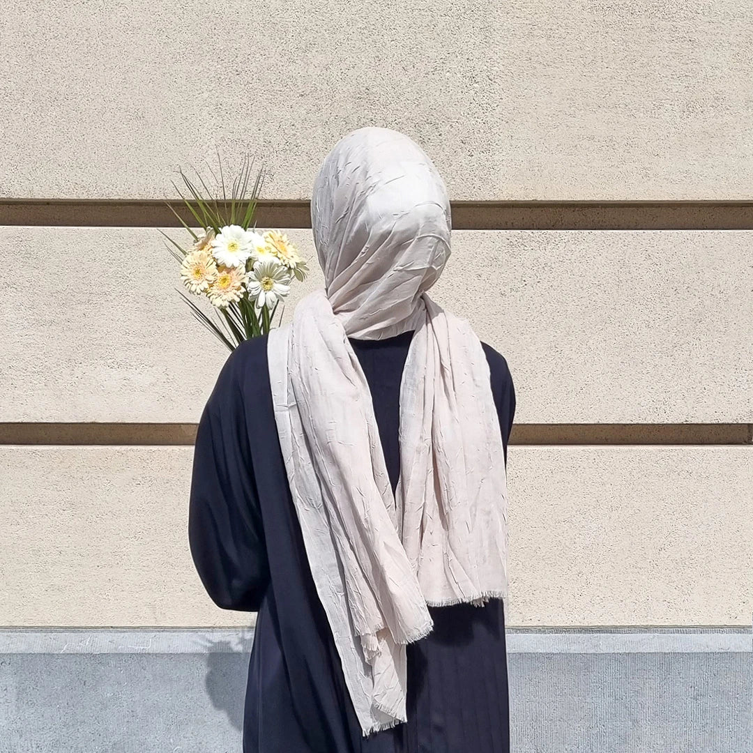 HIJAB EFFET FROISSÉ BEIGE SABLE CLAIR