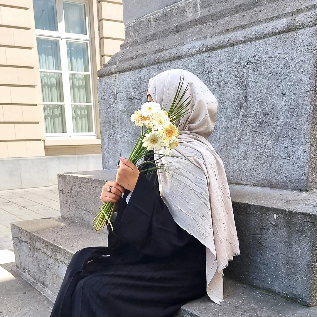 HIJAB EFFET FROISSÉ BEIGE SABLE CLAIR